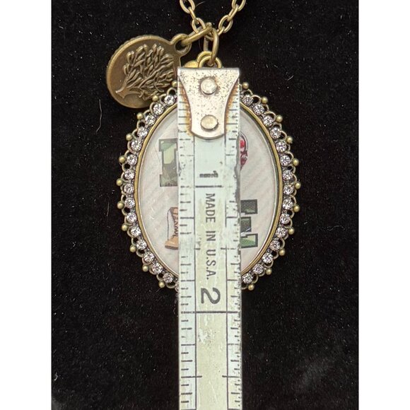 Patriotic "Love" Pendant Necklace With Rhinestones and USA Charm 4th Of July Cam - Picture 4 of 6